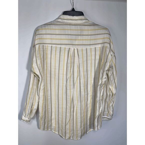 Love Notes Women’s Striped Button Down Long Sleeve Linen Shirt Multicolor Small - Picture 2 of 8